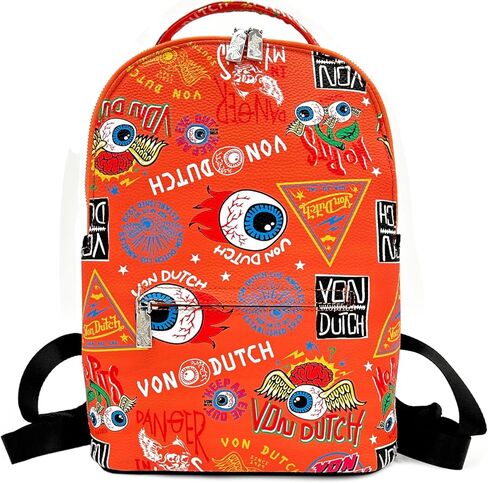 حقيبة ظهر Von Dutch الصغيرة - حقيبة ظهر أنيقة متعددة الأغراض مع جيب بسحاب أمامي، وأشرطة قابلة للتعديل، وتصميم متين (بلاك جاكس) in Kuwait