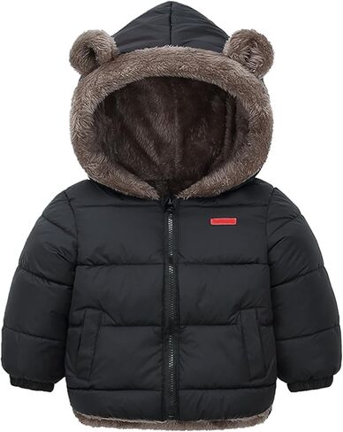 Arssm Baby Boys Girls Winter Fleece Coat Toddler Kids Warm Cute Bear Ear Hooded Jacket in Saudi Arabia