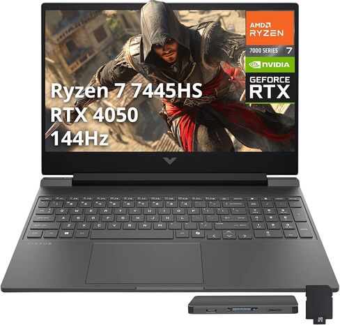 كمبيوتر محمول HP Victus مقاس 15.6 بوصة FHD 144 هرتز للألعاب، AMD Ryzen 7 7445HS، GeForce RTX 4050، 16 جيجابايت DDR5، تخزين 1.5 تيرابايت (512 جيجابايت SSD+1 تيرابايت مجموعة محطة إرساء)، لوحة مفاتيح بإضاءة خلفية، مساعد طيار، Wi-Fi 6، Win 11 Pro، فضي ميكا in Kuwait