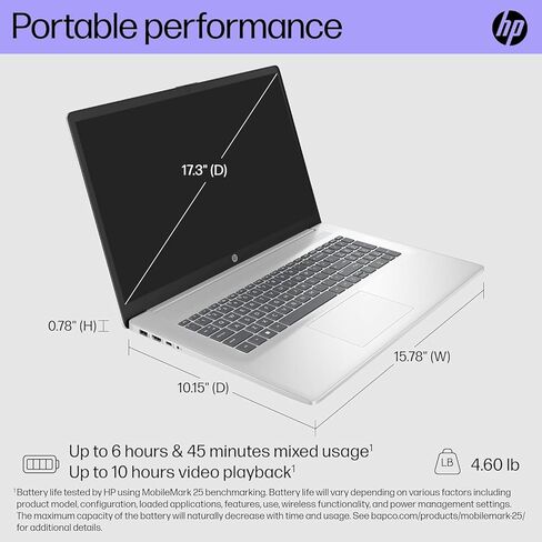 HP 17.3" FHD Premium Laptop 2026 Edition | Intel Core 5-120U CPU up to 5.0GHz (Beats i7-1335U) | 16GB RAM | 1TB PCIe SSD | Backlit Keyboard | Wi-Fi 6 | Bluetooth 5.3 | Windows 11 in Saudi Arabia