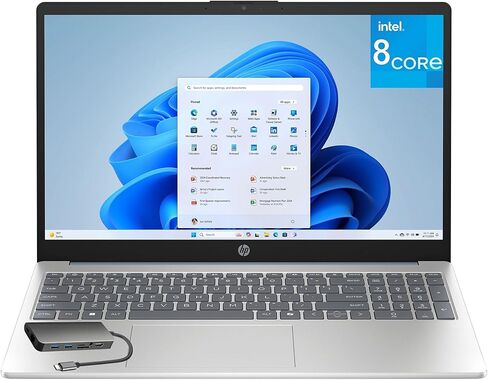 HP 15.6" Touchscreen Laptop Computer for Business Home, 8GB DDR4 RAM, 256GB PCIe SSD, Intel Processor Octa-Core, FHD, WiFi 6, Bluetooth 5.4, Numeric Keypad, Moonlight Blue, Windows 11 Home, USB C Hub in Saudi Arabia