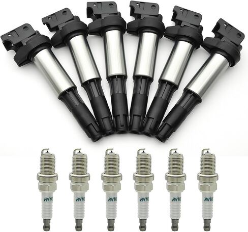4 قطعة UF592 حزمة ملف الإشعال متوافقة مع BMW 128i 135i 550i 650i 535i X5 3.0L 4.4L لمجموعة شمعات الإشعال BMW استبدال # 12138616153 UF571 0221504470 12137562744 2137571643 in Saudi Arabia