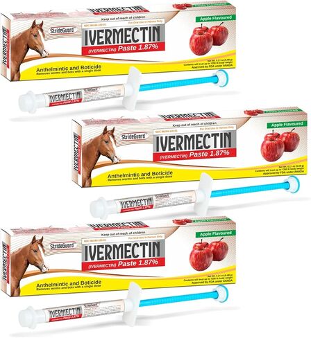 Horse Ivermectin Paste 1.87% – Apple Flavored Oral Horse Dewormer Syringe – 6.08g Tube Treats Horses Up to 1,250 lbs [Pack-12] in Saudi Arabia