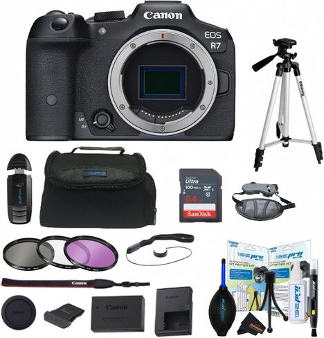 كاميرا Canon EOS R7 بدون مرآة - الهيكل فقط (مع مجموعة ملحقات Sunshine الأساسية) in Kuwait