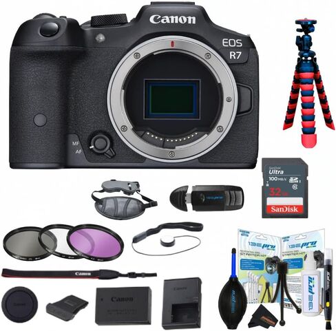 كاميرا Canon EOS R7 بدون مرآة - الهيكل فقط (مع مجموعة ملحقات Sunshine الأساسية) in Kuwait