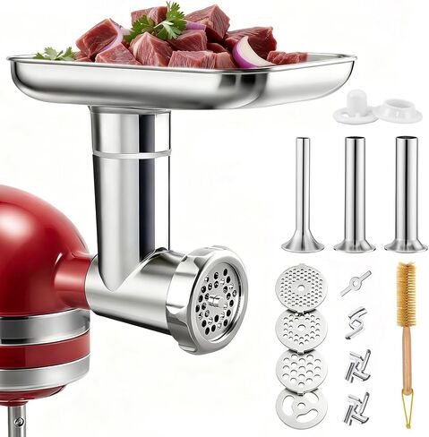Metal Meat Grinder Attachment for KitchenAid Stand Mixer, with 4 Grinding Plates and Cleaning Brush in Saudi Arabia
