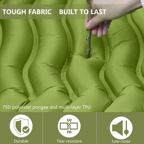 Sleeping Pad, Ultralight Camping Mattress with Pillow, Built-in Foot Pump Inflatable Sleeping Pad Compact for Camping Backpacking Traveling Hiking Tent, Single,Green in Saudi Arabia