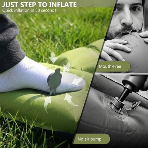 Sleeping Pad, Ultralight Camping Mattress with Pillow, Built-in Foot Pump Inflatable Sleeping Pad Compact for Camping Backpacking Traveling Hiking Tent, Single,Green in Saudi Arabia