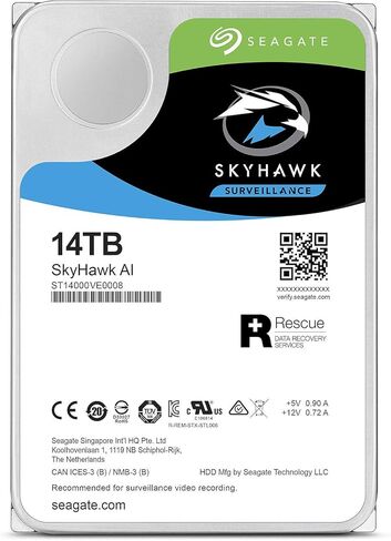 محرك الأقراص الصلبة Seagate Skyhawk AI ST14000VE0008 سعة 14 تيرابايت - داخلي 3.5 بوصة - SATA (SATA/600) in Kuwait