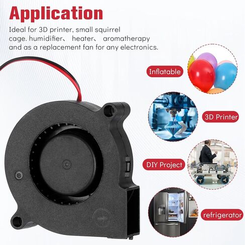 2 PCS 50mm X 15mm Blower Fan, Black 12v Blower High Speed DC Brushless Cooling Turbo Fan for 3D Printer Humidifier Accessory in Saudi Arabia