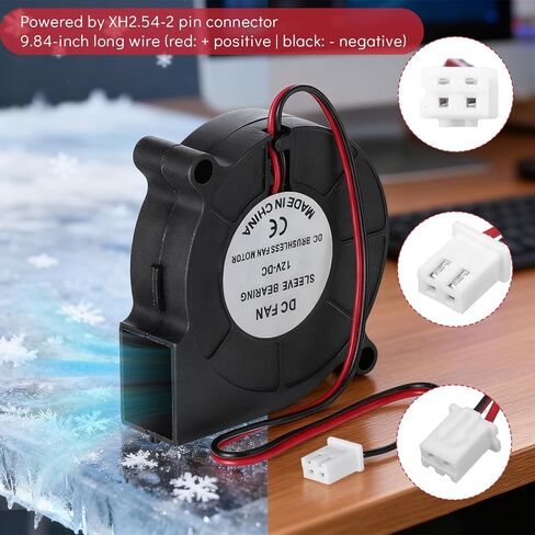 2 PCS 50mm X 15mm Blower Fan, Black 12v Blower High Speed DC Brushless Cooling Turbo Fan for 3D Printer Humidifier Accessory in Saudi Arabia