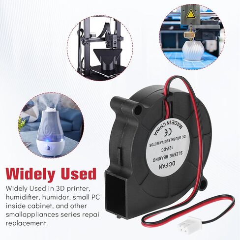 2 PCS 50mm X 15mm Blower Fan, Black 12v Blower High Speed DC Brushless Cooling Turbo Fan for 3D Printer Humidifier Accessory in Saudi Arabia