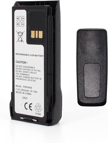 بطارية بديلة PMNN4808 لسلسلة Motorola R7 - 7.4 فولت 2450 مللي أمبير في الساعة ليثيوم أيون مع مشبك حزام، متوافقة مع PMNN4807/PMNN4809/PMNN4810 (غير IMPRES) in Saudi Arabia