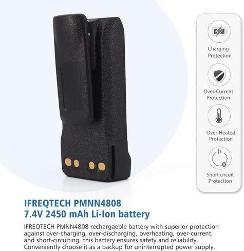 بطارية بديلة PMNN4808 لسلسلة Motorola R7 - 7.4 فولت 2450 مللي أمبير في الساعة ليثيوم أيون مع مشبك حزام، متوافقة مع PMNN4807/PMNN4809/PMNN4810 (غير IMPRES) in Saudi Arabia