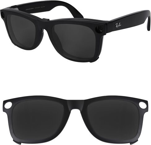 Polarized External Mount Clip-on for Ray-Ban Meta Wayfarer RW4008 & Gen 2 RW4012 Large 53-22 for Men Women UV Protection-Silver in Saudi Arabia