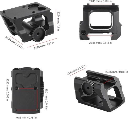 حامل السكك الحديدية RMR فائق النحافة، حامل بنقطة حمراء بارتفاع 1.2 بوصة، حامل Picatinny أسود لسكك Picatinny مقاس 20 مم in Kuwait