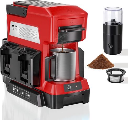 Taingwei Cordless Coffee Maker for Dewalt 20V Battery, Portable Drip Coffee Maker with Electric Coffee Grinder for RV, Camping, Travel, Car, Hiking (Battery Not Included) in Kuwait