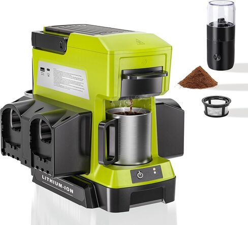 Taingwei Cordless Coffee Maker for Dewalt 20V Battery, Portable Drip Coffee Maker with Electric Coffee Grinder for RV, Camping, Travel, Car, Hiking (Battery Not Included) in Kuwait