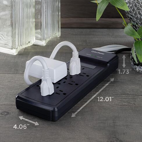 CyberPower CSB1206 واقي التيار الأساسي، 3600J، 125 فولت، 15 أمبير، 12 منفذًا، سلك طاقة 6 أقدام، أسود، مدرج في قائمة ETL in Kuwait