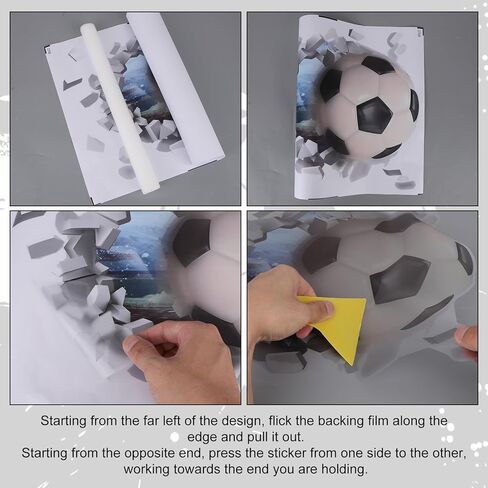 قطعتان من ملصقات الحائط لكرة القدم ثلاثية الأبعاد، 40 × 33 سم / 15.75 × 13 بوصة ذاتية اللصق لجدران كرة القدم ملصق فني جداري لكرة القدم للأولاد وغرفة المعيشة وغرفة نوم الأطفال وديكور المنزل وديكور الحفلات الرياضية in Kuwait