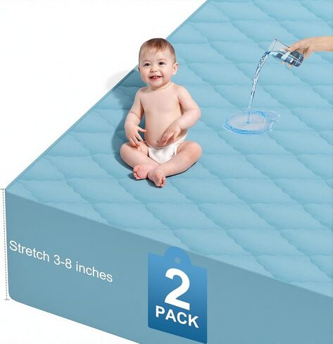 عبوتان من ملاءات سرير الأطفال المقاومة للماء - ملاءات سرير أطفال ملائمة من القطن مقاس 24 × 38، ملاءات حماية مرتبة سرير الأطفال، ملاءات سرير ناعمة، ملاءات سرير صغيرة قابلة للغسل، محايدة للأولاد والبنات والأطفال الصغار (أبيض، 24 × 38 بوصة) in Kuwait