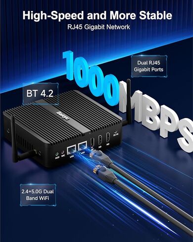 كمبيوتر صغير Baieyu N100، ذاكرة وصول عشوائي 8 جيجابايت DDR4 128 جيجابايت SSD، كمبيوتر صغير يعمل بنظام Windows 11 Pro ثنائي النطاق واي فاي، شاشة 4K HD/DP ثلاثية/RS232 COM/BT4.2/USB3.0/دعم التشغيل التلقائي، كمبيوتر شخصي صغير in Kuwait