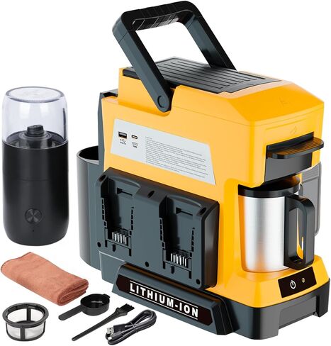 Cordless Coffee Maker for Milwaukee 18V M18 Battery, 3 Brewing Options Drip Coffee Maker with Coffee Grinder, Portable Single Serve Coffee Makers for Camping, Travel, and Jobsite.(Tool Only) in Saudi Arabia