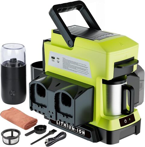 Cordless Coffee Maker for Milwaukee 18V M18 Battery, 3 Brewing Options Drip Coffee Maker with Coffee Grinder, Portable Single Serve Coffee Makers for Camping, Travel, and Jobsite.(Tool Only) in Saudi Arabia