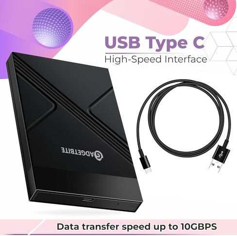 Ssd Enclosure Case, Tool-Free External Hard Disk Case with Fast Transfer Speed Up to 5 Gbps & Up to 4Tb Storage Capacity with 2.5 Sata Ssd / HDD (Black, USB to Type C) in Kuwait