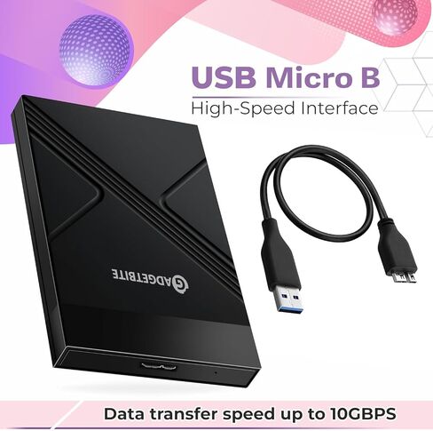حافظة SSD، حافظة قرص صلب خارجي خالية من الأدوات مع سرعة نقل سريعة تصل إلى 5 جيجابت في الثانية وسعة تخزين تصل إلى 4 تيرابايت مع 2.5 Sata Ssd / HDD (أسود، USB إلى Sata) in Kuwait