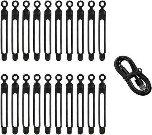 20 Pcs Silicone Cable Ties, Wire Management Straps, 4.2Inch, Black in Saudi Arabia