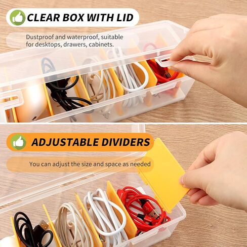 2 Pack Cable Organizer Storage Box with 20 Cable Ties For Drawer,Storage Box Digital Accessories Key Jewelry(Transparent) in Saudi Arabia