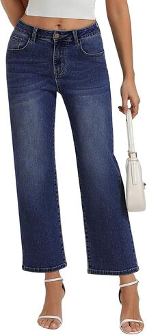 Belle Poque Women Wide Leg Jeans Mid Rise Straight Leg Ankle Jeans with Pockets in Saudi Arabia