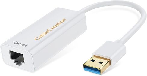 محول CableCreation USB 3.0 إلى Ethernet، محول شبكة USB إلى RJ45 يدعم 10/100/1000 ميجابت في الثانية جيجابت متوافق مع Nintendo Switch وMacBook وWindows وmacOS وLinux وChrome OS، أبيض in Saudi Arabia
