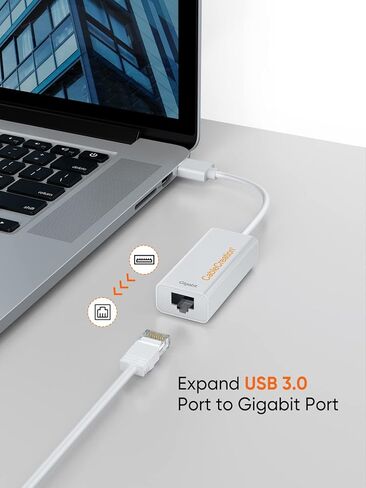 محول CableCreation USB 3.0 إلى Ethernet، محول شبكة USB إلى RJ45 يدعم 10/100/1000 ميجابت في الثانية جيجابت متوافق مع Nintendo Switch وMacBook وWindows وmacOS وLinux وChrome OS، أبيض in Saudi Arabia