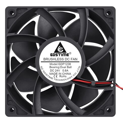 GDSTIME 120mm x 25mm High Static Pressure PC Fan 24V, Dual Ball Bearing High Performance DC Brushless Case Cooling Fan 2-Pin in Saudi Arabia