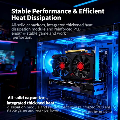 وحدة معالجة الرسومات POCREATION Gaming GPU 6GB GDDR5 192BIT، تبريد هادئ فعال، PCI Express 2.0، لتحرير مقاطع الفيديو الخاصة بألعاب الكمبيوتر، DVI VGA DirectX 11 in Kuwait