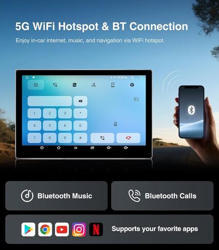 11.5 بوصة (4G+64G) ترقية ستيريو راديو السيارة لعام 2005-2015 Toyota Tacoma متوافق مع Carplay Android Auto GPS Navigation WiFi Bluetooth Mirroring Touchscreen استبدال الوحدة الرئيسية in Kuwait