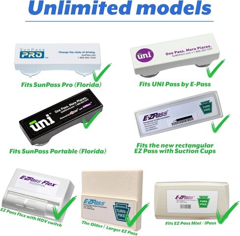 حامل منظم EZ Pass مع حزام، حامل مرسل مستجيب لـ - EZ Pass Mini/iPass، ممر EZ مستطيل جديد، ممر EZ أكبر أقدم، سهل التركيب والإزالة، يناسب مرآة الرؤية الخلفية للسيارة (أسود) in Saudi Arabia
