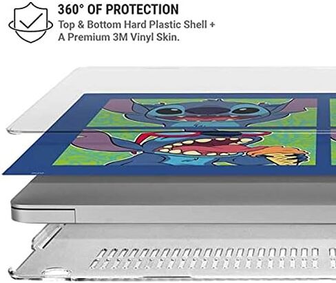 حقيبة كمبيوتر محمول Skinit Plus متوافقة مع جهاز MacBook Air 13in (2020) - تصميم Disney Lilo and Stitch Personalities Moods المرخص رسميًا in Kuwait
