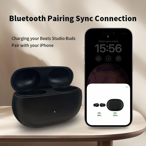 Replacement Compatible with Beats Studio Buds Charging Case, 660mAh Built-in Battery, Bluetooth Pairing, Sync Button & Type-C Charging Port, Black (Earbuds Not Included) in Saudi Arabia