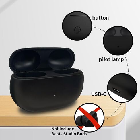 Replacement Compatible with Beats Studio Buds Charging Case, 660mAh Built-in Battery, Bluetooth Pairing, Sync Button & Type-C Charging Port, Black (Earbuds Not Included) in Saudi Arabia