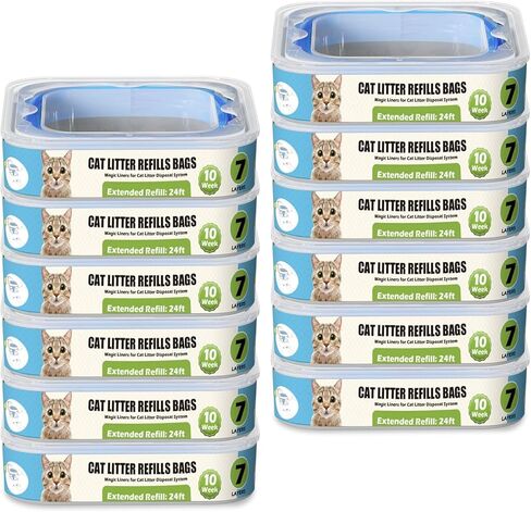 خرطوشة إعادة تعبئة فضلات القطط المتوافقة مع Genie Litter Standard، Plus وXL Cat Litter Pail، 8 عبوات in Kuwait
