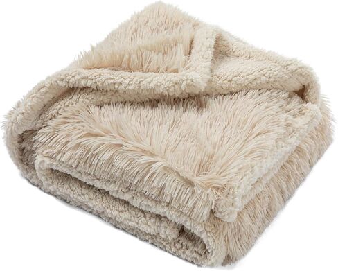 Waterproof Pet Blanket Pink Calming Dog Blankets Fluffy Long Faux Fur Pet Throw Blankets for Couch Protector Love Bed Cover Washable(Pink,L) in Saudi Arabia