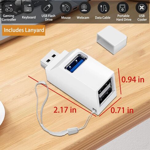 محول USB 3.0 3 منافذ، موزع USB مع منفذ USB 3.0 ومنفذين USB 2.0، موزع منفذ USB محمول للوحة المفاتيح، القرص الصلب المحمول، قرص U، الكاميرا، الماوس، إلخ (أبيض) in Saudi Arabia