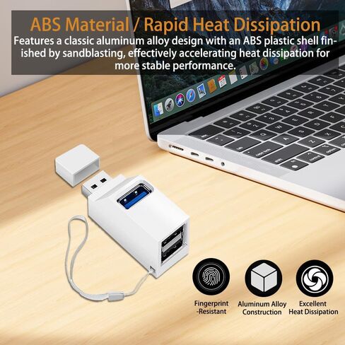 محول USB 3.0 3 منافذ، موزع USB مع منفذ USB 3.0 ومنفذين USB 2.0، موزع منفذ USB محمول للوحة المفاتيح، القرص الصلب المحمول، قرص U، الكاميرا، الماوس، إلخ (أبيض) in Saudi Arabia
