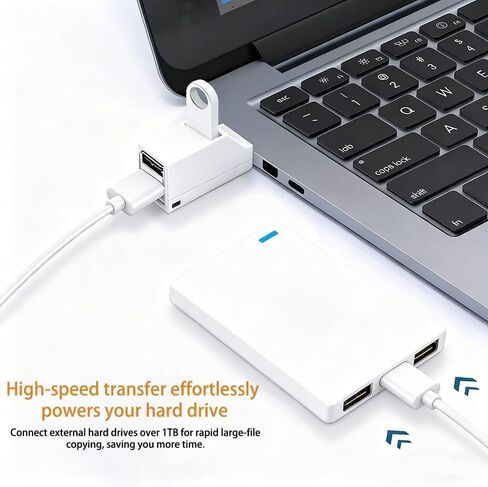 محول USB 3.0 3 منافذ، موزع USB مع منفذ USB 3.0 ومنفذين USB 2.0، موزع منفذ USB محمول للوحة المفاتيح، القرص الصلب المحمول، قرص U، الكاميرا، الماوس، إلخ (أبيض) in Saudi Arabia