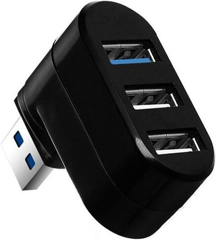 محول محور USB دوار بثلاثة منافذ، موسع USB 2.0 عالي السرعة للكمبيوتر المحمول، ملحق صغير للتوصيل والتشغيل - متوافق مع لوحات مفاتيح محركات الأقراص الصلبة للهواتف in Saudi Arabia
