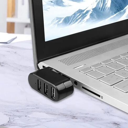 محول محور USB دوار بثلاثة منافذ، موسع USB 2.0 عالي السرعة للكمبيوتر المحمول، ملحق صغير للتوصيل والتشغيل - متوافق مع لوحات مفاتيح محركات الأقراص الصلبة للهواتف in Saudi Arabia