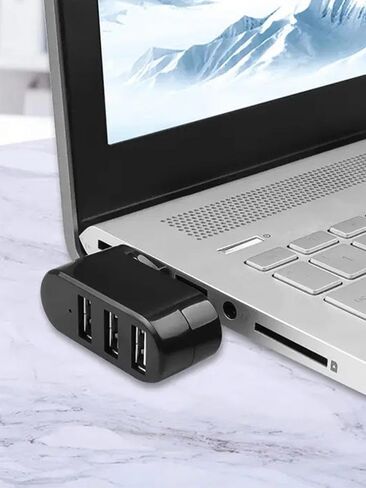 محول محور USB دوار بثلاثة منافذ، موسع USB 2.0 عالي السرعة للكمبيوتر المحمول، ملحق صغير للتوصيل والتشغيل - متوافق مع لوحات مفاتيح محركات الأقراص الصلبة للهواتف in Saudi Arabia